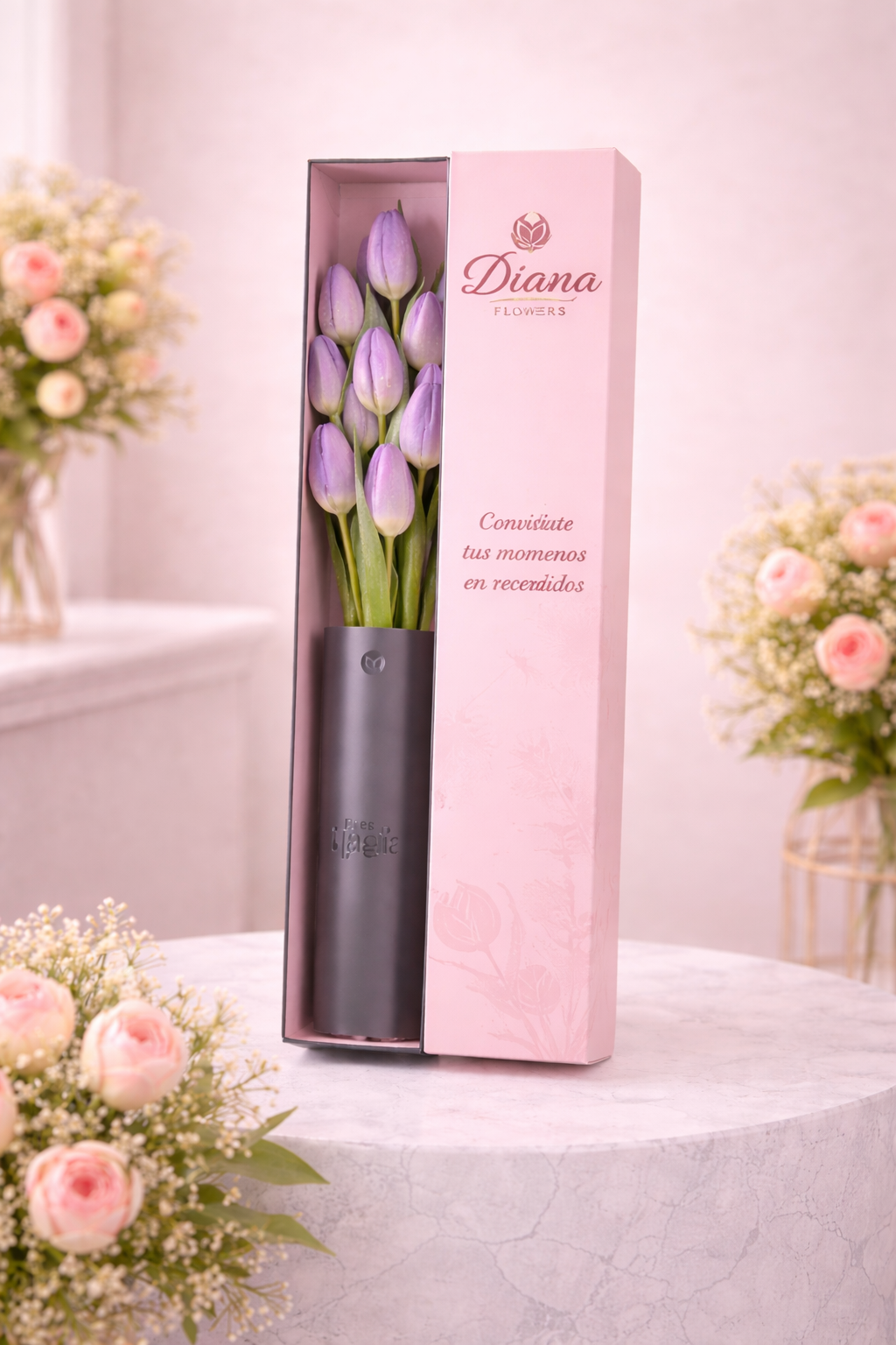 🌷 Eres Magia – Box de Tulipanes Premium