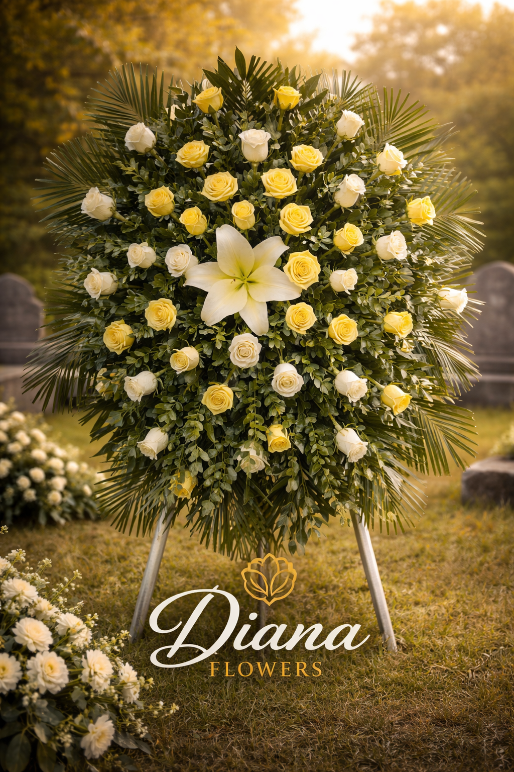 🌿 Corona Floral Blanca – Paz y Recuerdo